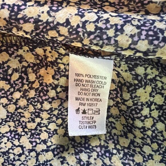 SOPRANO Cream and Blue Flutter Sheer Blouse with Ruffled Sleeves | Size Medium - Picture 8 of 8